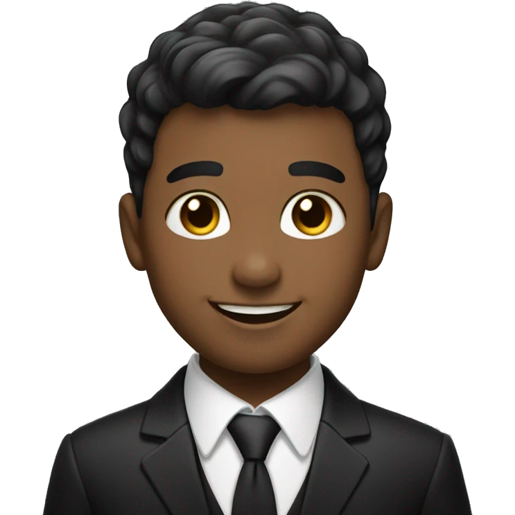 smiling boy wearing black suit with tapper fade haircut emoji