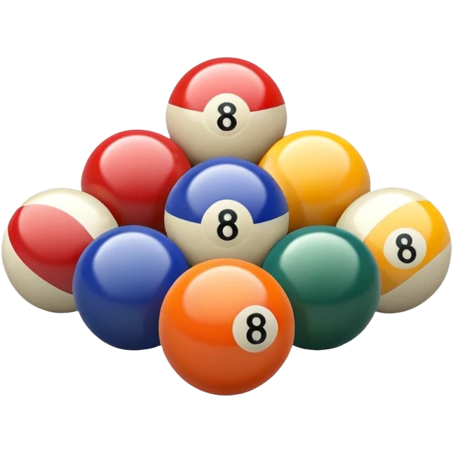 Solid and stripe billiard balls in a triangle format emoji