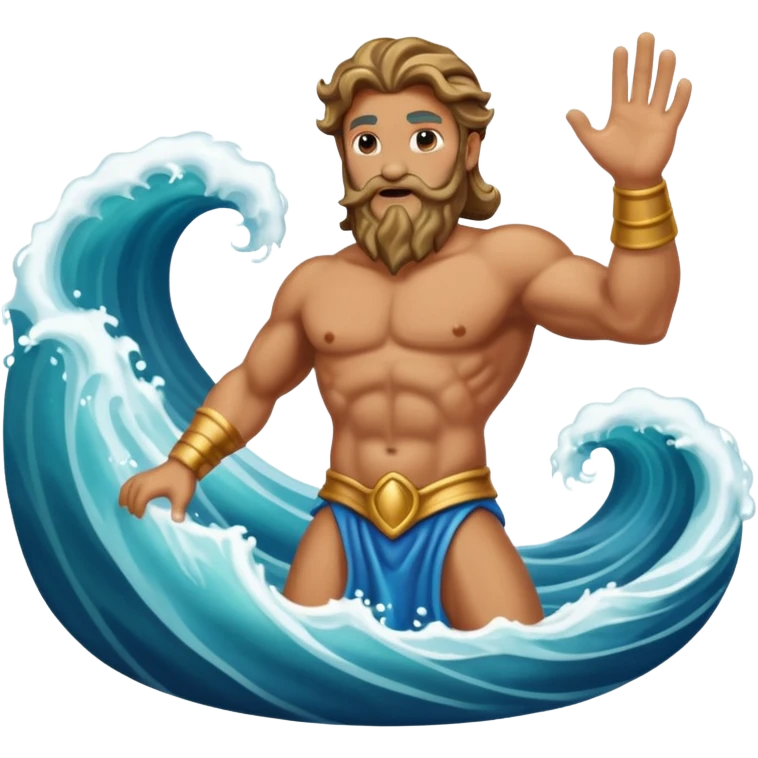 Poseidon with wave coming up behind him emoji