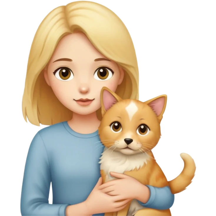 Girl holding a cat and a dog emoji