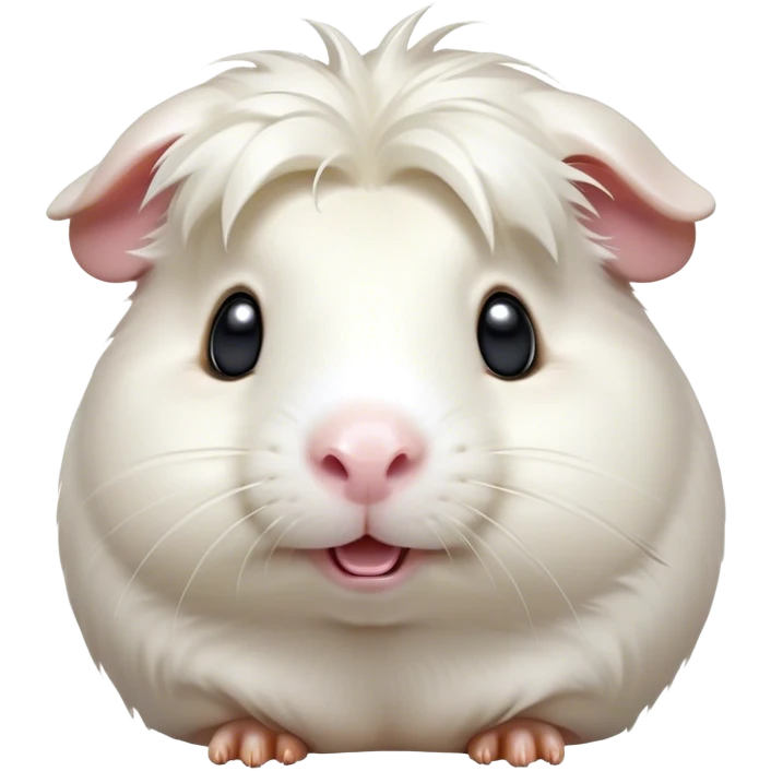 Cinematic Comical White Guinea Pig Portrait Emoji, Head tilted dramatically with an exaggeratedly amused expression, featuring a glossy, pristine white coat with an adorably scrunched face, wide, expressive dark eyes filled with playful disbelief, Simplified yet hilariously expressive features, highly detailed, glowing with a slightly sassy glow, high shine, dramatic yet playful, stylized with an air of cheeky mischief, bright and endearing, soft glowing outline, capturing the essence of a spirited and over-the-top guinea pig, so meme-worthy it feels like it could side-eye its way into internet fame instantly! emoji