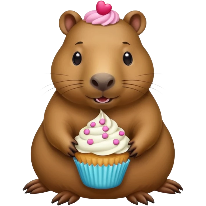 capybara with cupcake emoji