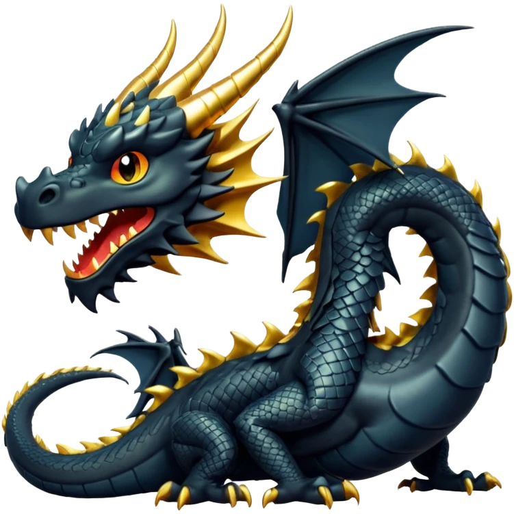 1 big black dragon and 1 small gold dragon emoji
