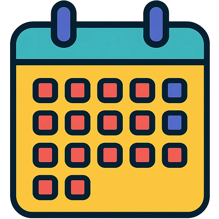 Colorful calendar icon with date markers emoji