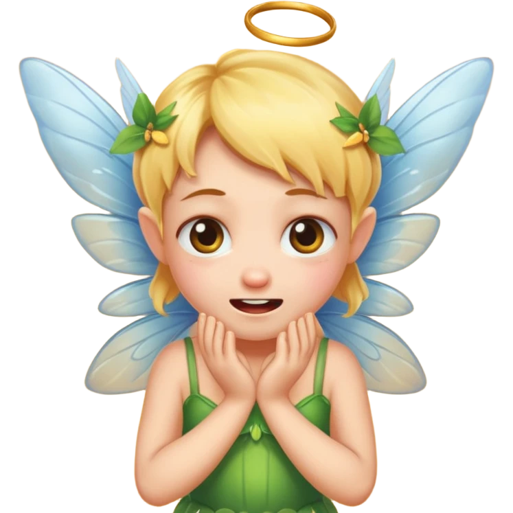 A little fairy, with wings,  , do more different emotional, she cry, smail  tayd , angry, hungry, emoji