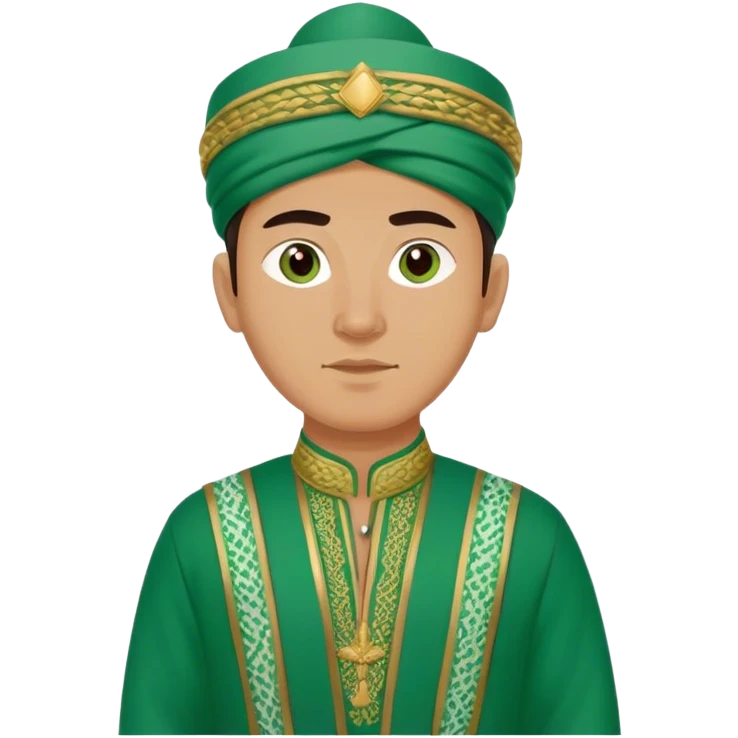 uzbek guy with green national outfit without hat emoji