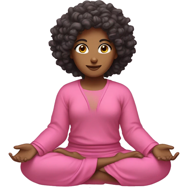 Curly Dark hair meditation pink clothes seat emoji