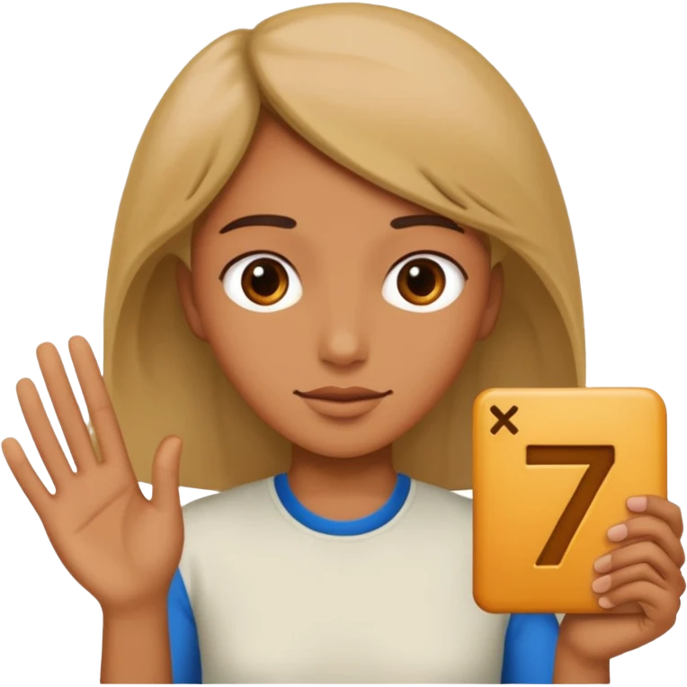 Make a person hold sex on the left and seven on the right emoji