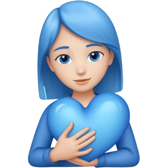 blue heart being embraced by arms emoji