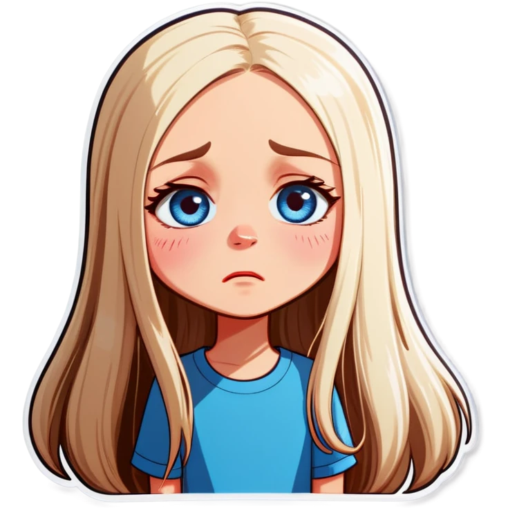 beautiful white girl with long straight blonde hair und blue eyes crying emoji