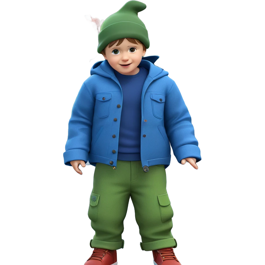 boy with hat by car emoji