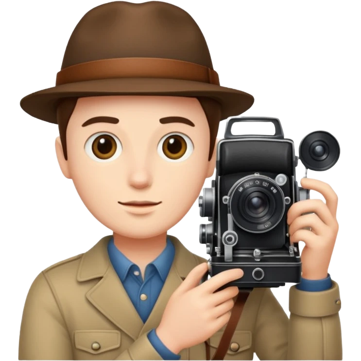 Photographer with vintage film camera,single camera emoji