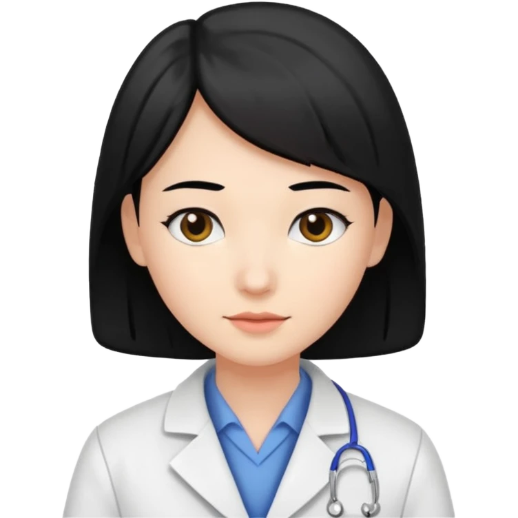 Farmacist with black hair and white coat emoji