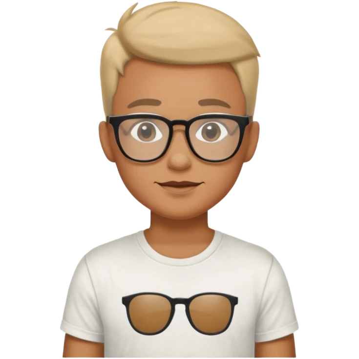 gender neutral character, chest up, graphic t-shirt, hip glasses, friendly expression emoji