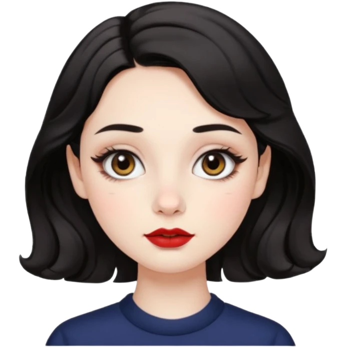 aesthetic girl , pale skin, doe eyes, button nose, soft arched brows,round face,full lips,short wavy black hair. please kindly genarate this avatar emoji