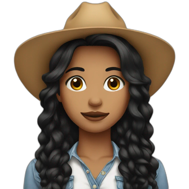 face cowgirl straight black hair emoji