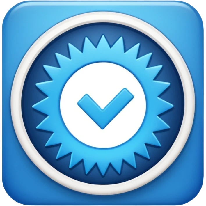 Instagram verification badge emoji in a blue  circular shape with zigzag edges emoji