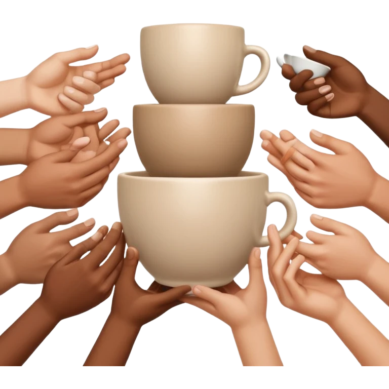 many hands hold the cup

 emoji
