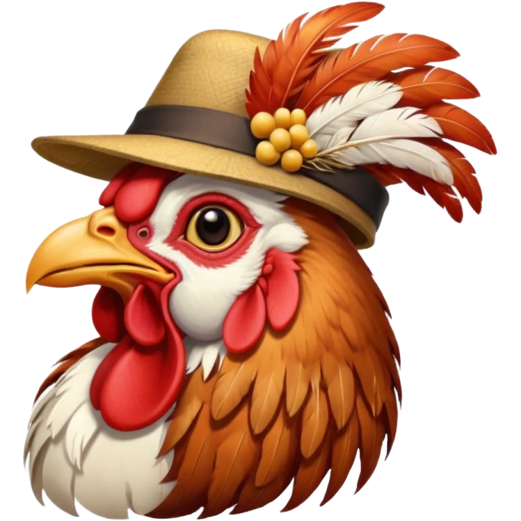 rooster wearing flat hat emoji