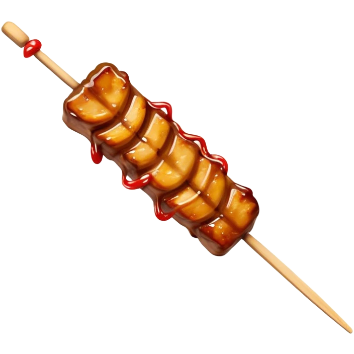 Cinematic Realistic Satay Dish Emoji, depicted as skewered, marinated meat grilled to perfection rendered with rich, smoky textures and dynamic, appetizing lighting. emoji