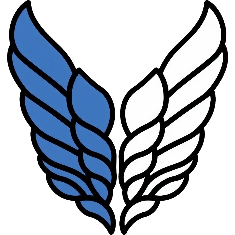 Wings of Freedom logo from Attack on Titan, overlapping blue and white wings, Survey Corps emblem emoji