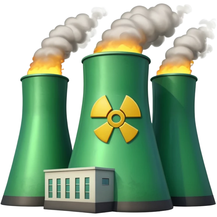 nuclear power plant with a subtle radioactive glow, less green, realistic, emoji style, option 12 emoji