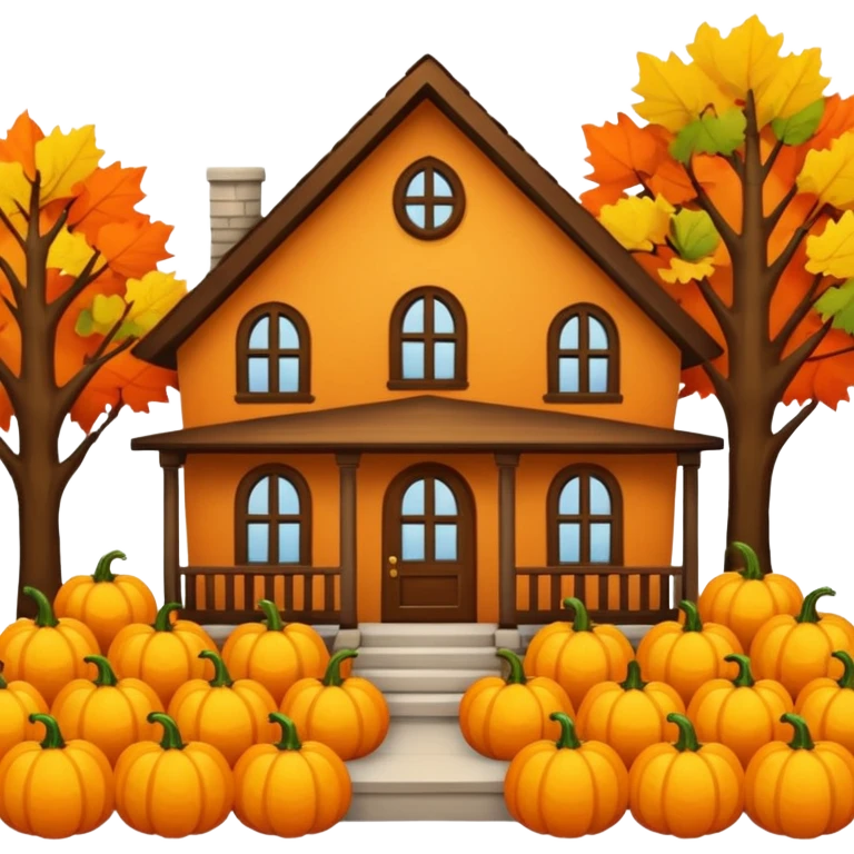 Happy Fall season decorated house with lots of pumpkins  emoji