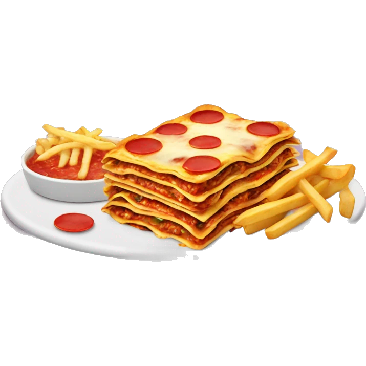 Lasagna with pizza and french fries emoji