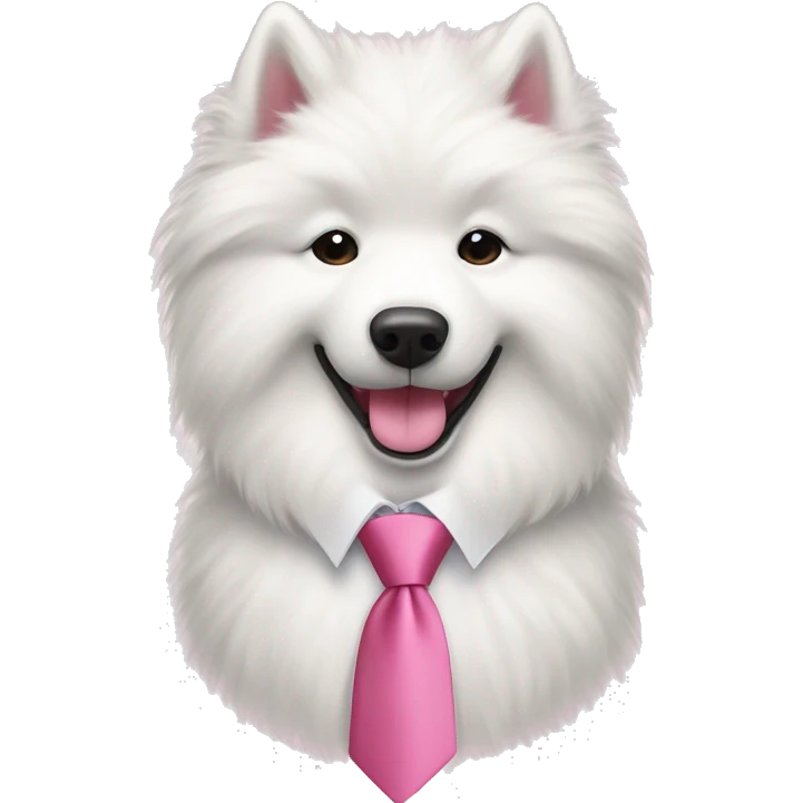 Samoyed in love with other Samoyed with pink ties  emoji