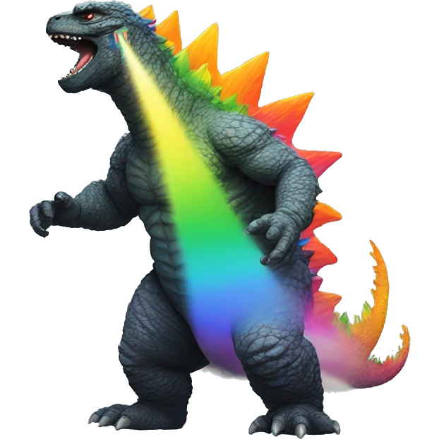Godzilla with a rainbow emoji