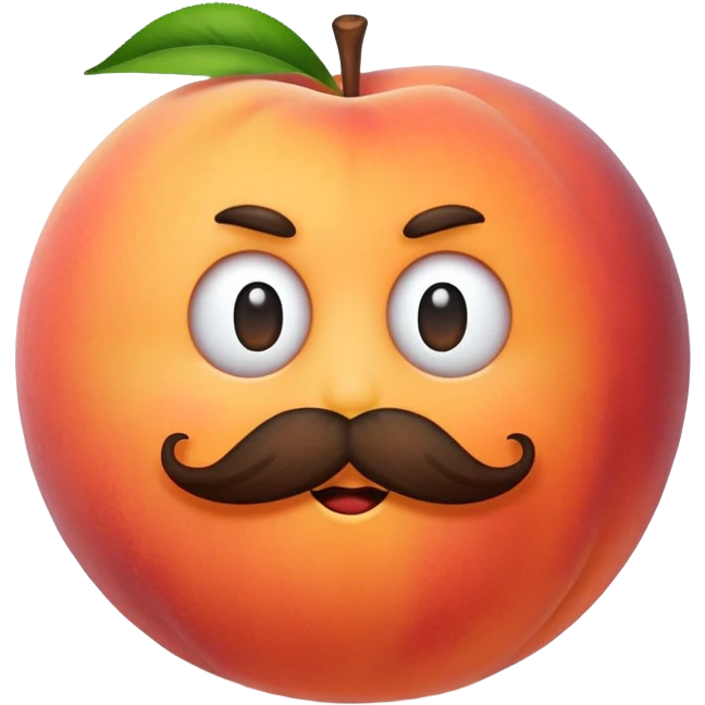 A peach with a mustache emoji
