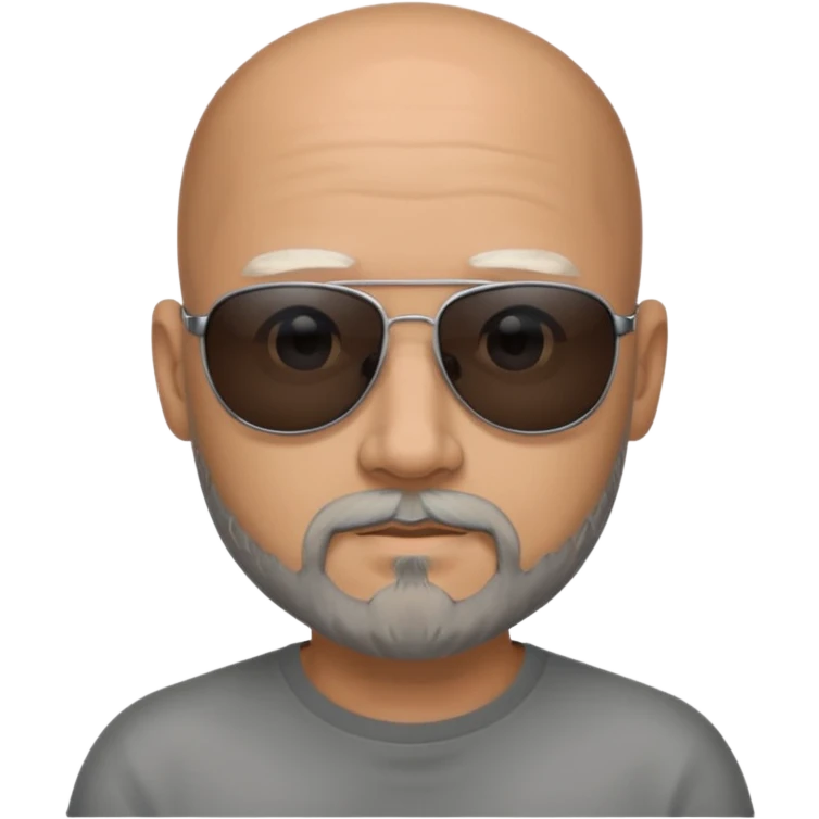 Bald male, black sunglasses, gray goatee beard, realistic portrait emoji