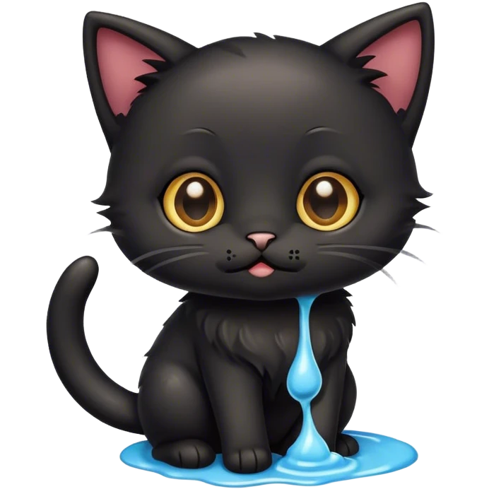 Black kitten with poo emoji
