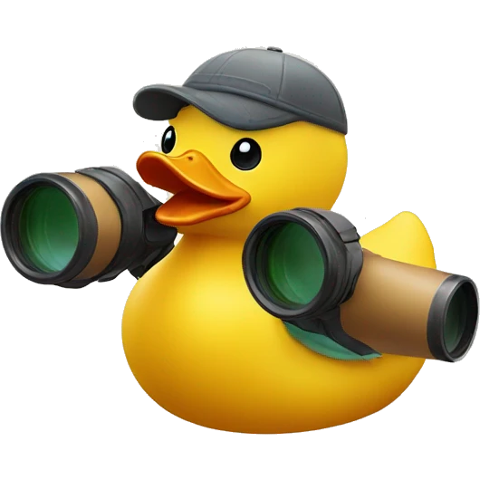 Rubber duck with binoculars emoji