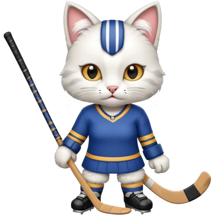 female cat hockey player with hockey stick emoji