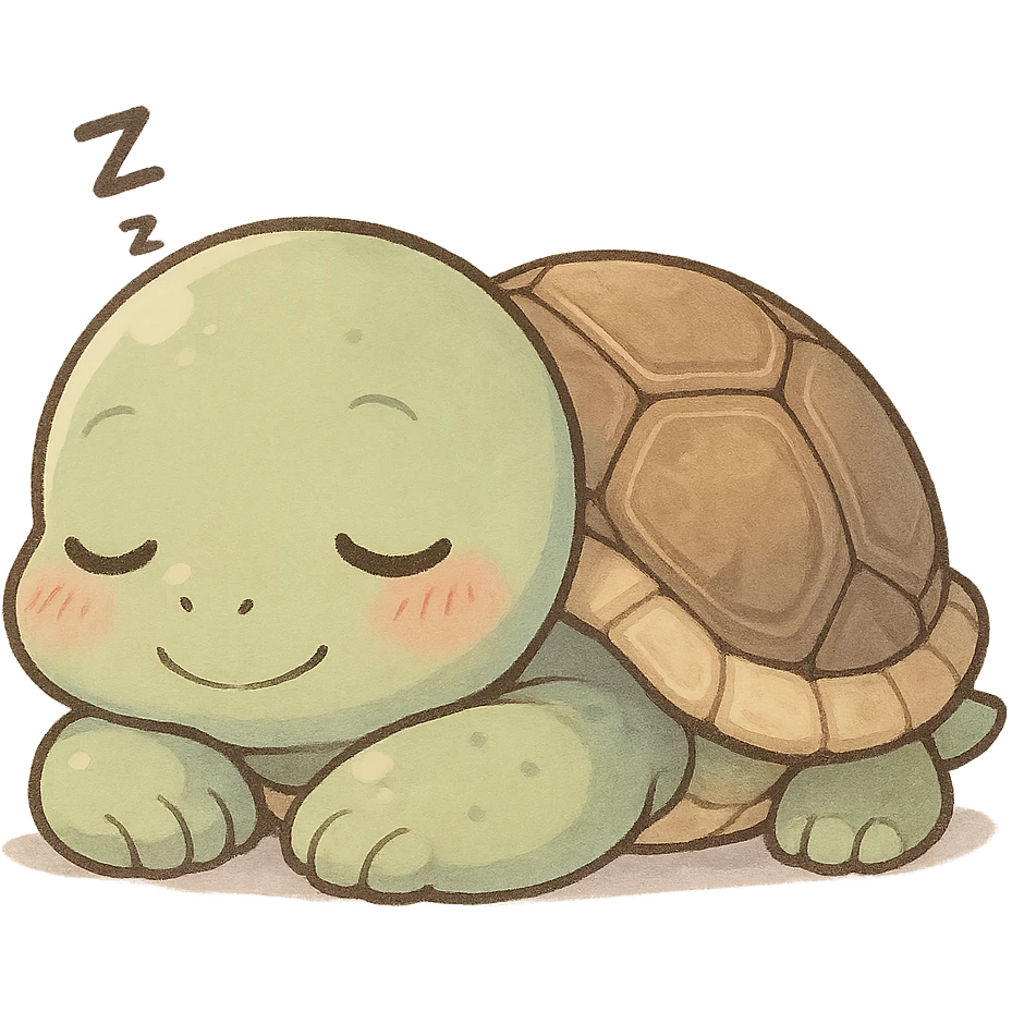 cute anime turtle, sleeping, cute style, detailed, soft colors emoji
