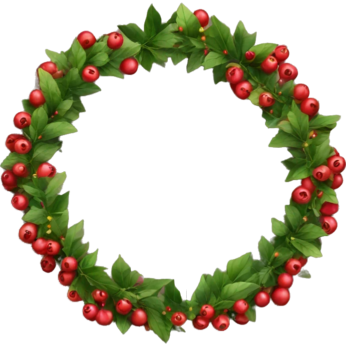 Christmas berries garland on wood table  emoji