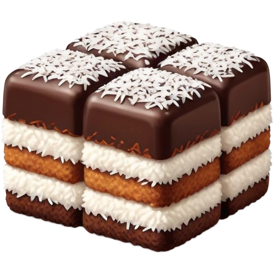 cinematic-realistic-lamingtons-dessert-emoji,-depicted-as-soft-sponge-squares-coated-in-chocolate-and-coconut-rendered-with-mouth‚äêwatering-detail-and-vibrant-lighting emoji