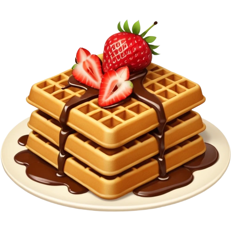 waffles with chocolate and strawberries on top  emoji