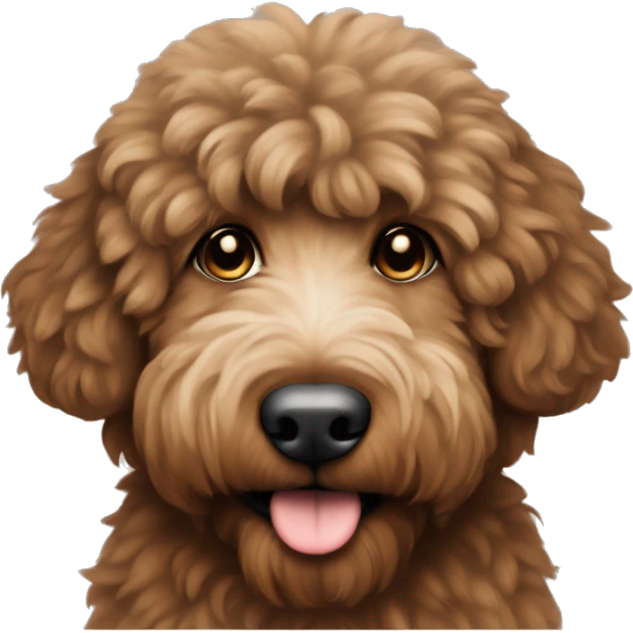 Brown fluffy labordoodle with halo emoji
