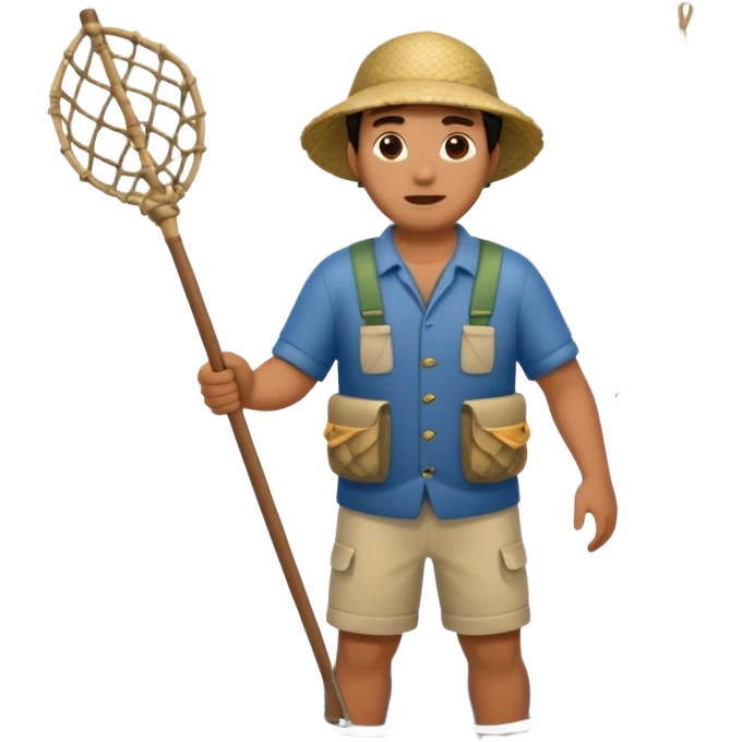 a Polynesian fisherman standing in the water with a large net full of fish emoji