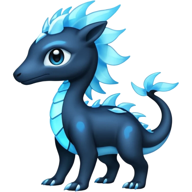 Shiny Dark Edgy  Aurorus-Inteleon-Amaura-Fakémon-hybrid-creature (full body)  emoji