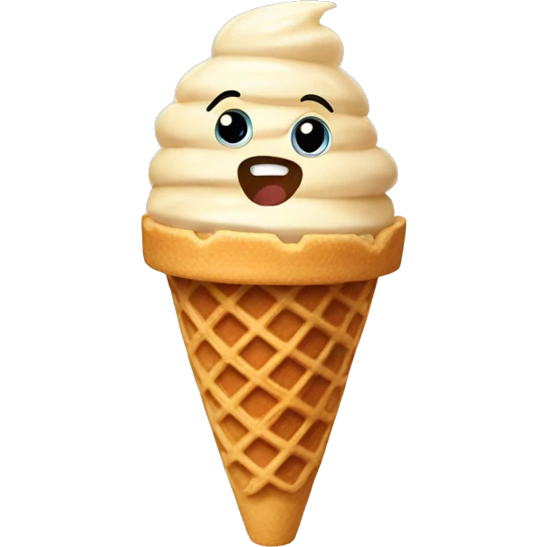 coffee ice cream in a waffle cone emoji