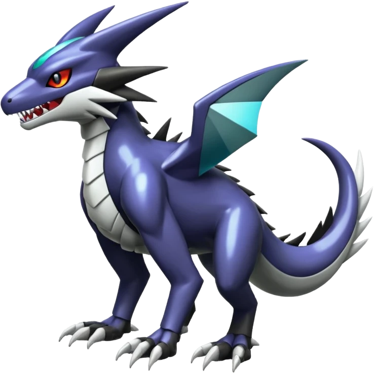 Futuristic Shiny Mightyena-Garchomp-Noivern-Silvally-Fakémon-hybrid-creature (full body)  emoji