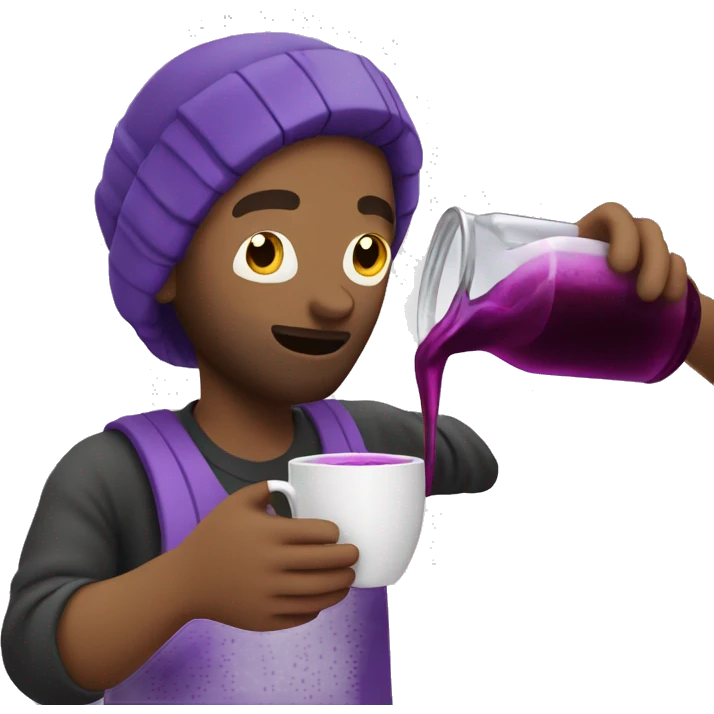 guy pouring purple liquid out a bottle in to a white cup emoji