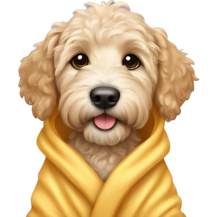golden doodle puppy wearing a robe  emoji