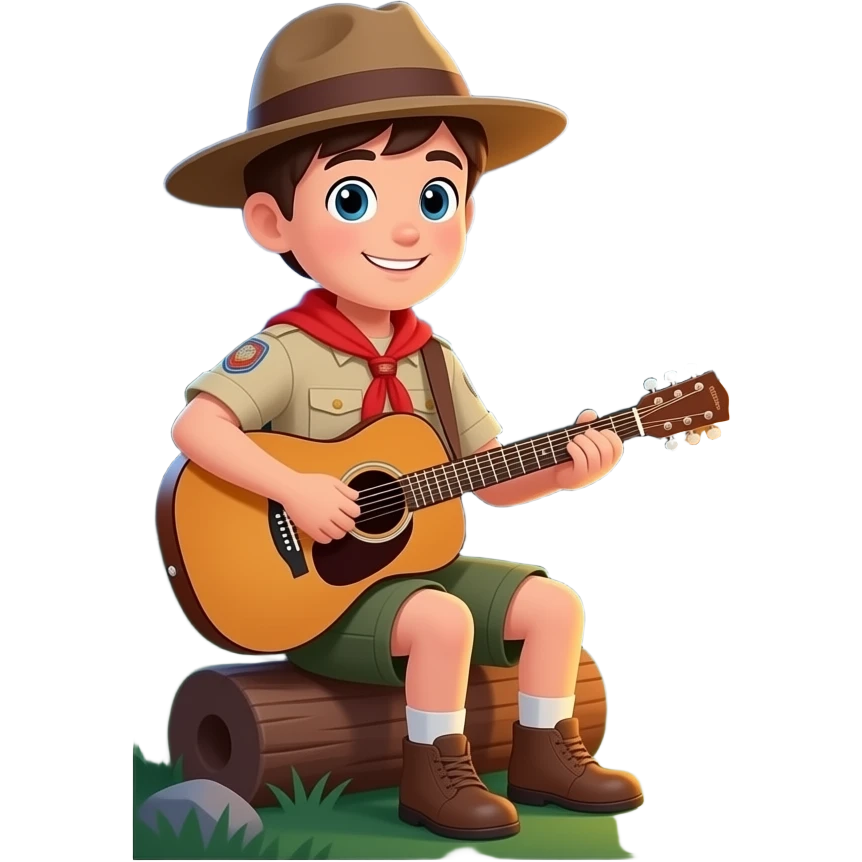scout mit   guitar  zelt campfire emoji