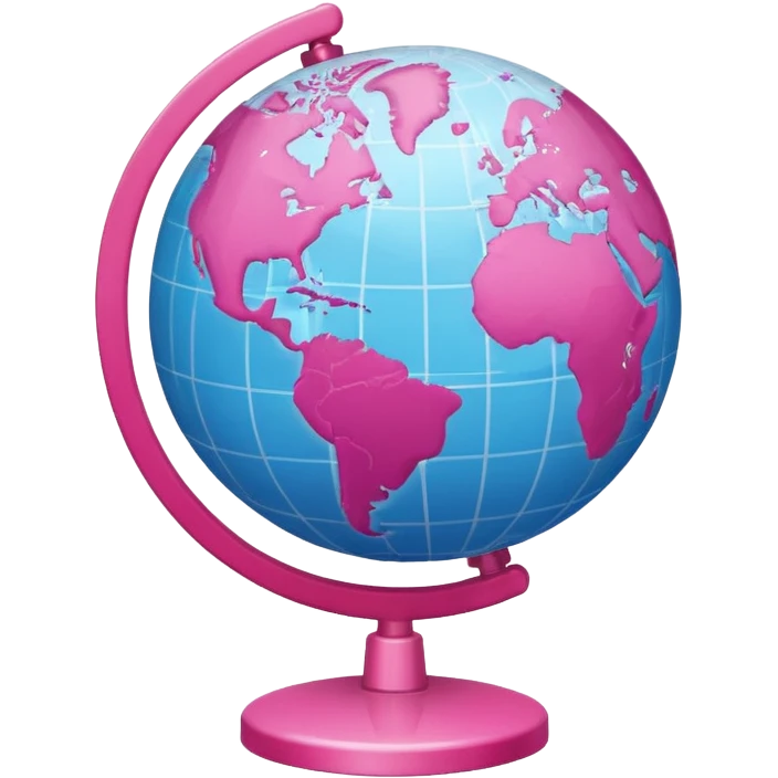 mix light pink dark pink and white girly globe with www under it.
It looks like an internet bar icon. emoji