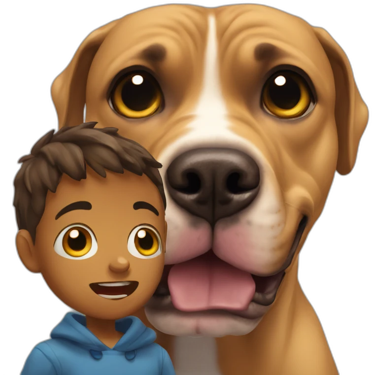 Pitbul with scared kid emoji