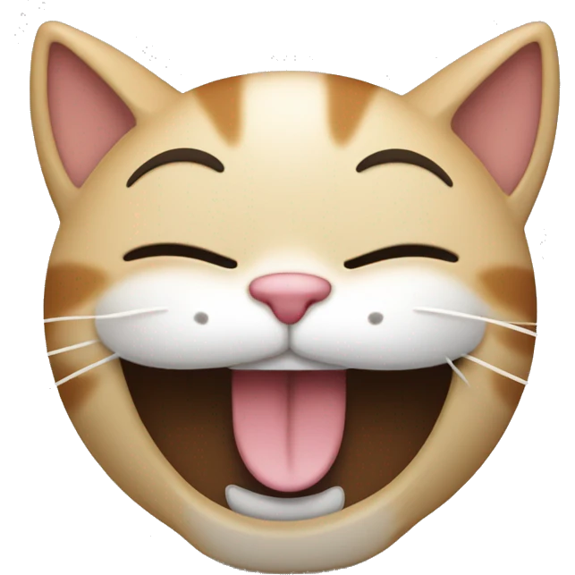 giggling cat with paw infront of mouth and closed eyes emoji